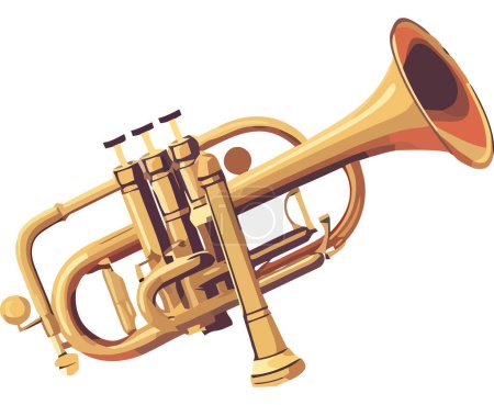 Ilustración de Ilustración clásica de trompeta brillante sobre blanco - Imagen libre de derechos