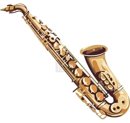 Ilustración de Saxofón dorado clásico sobre blanco - Imagen libre de derechos