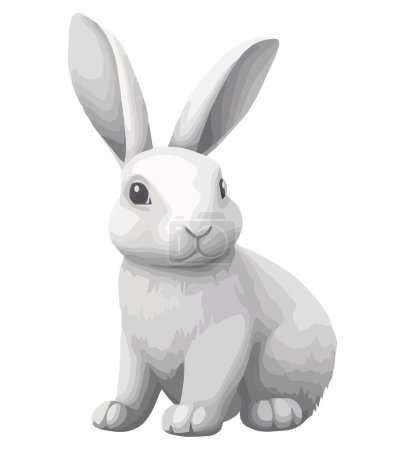 Ilustración de Conejo bebé esponjoso sentado sobre blanco - Imagen libre de derechos