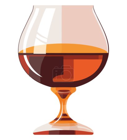 Illustration for Luxury wineglass filled with golden whiskey liquid over white - Royalty Free Image