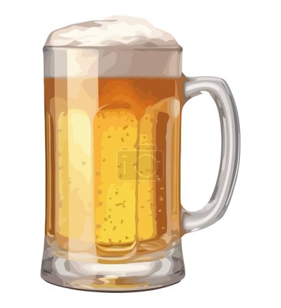 Illustration for Frothy beer in gold glass over white - Royalty Free Image