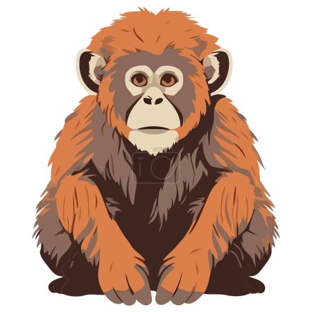 Illustration for Cute baby monkey sitting in tropical rainforest over white - Royalty Free Image