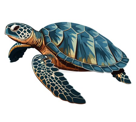 Ilustración de Tortuga lenta se arrastra en la naturaleza verde sobre blanco - Imagen libre de derechos