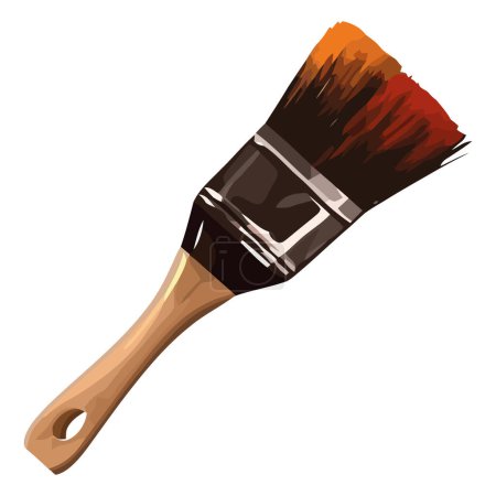 Illustration for Paintbrush of wood material over white - Royalty Free Image