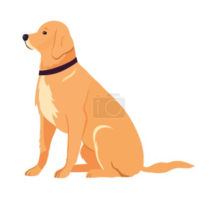 Illustration for Cute Labrador puppy sitting over white - Royalty Free Image
