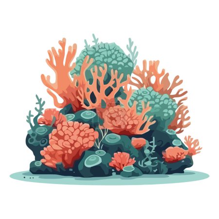 Ilustración de Naturaleza submarina coloreada coral sobre blanco - Imagen libre de derechos