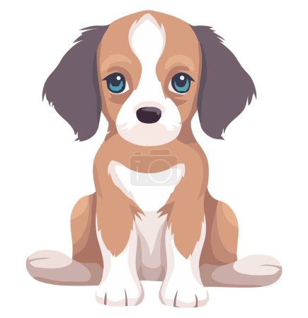Illustration for Cute puppy sitting looking cheerful over white - Royalty Free Image