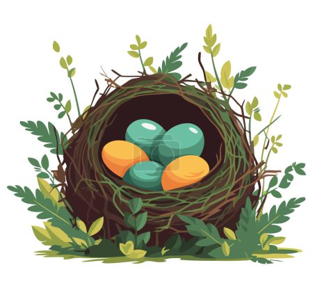Ilustración de Huevos frescos de la granja sobre blanco - Imagen libre de derechos