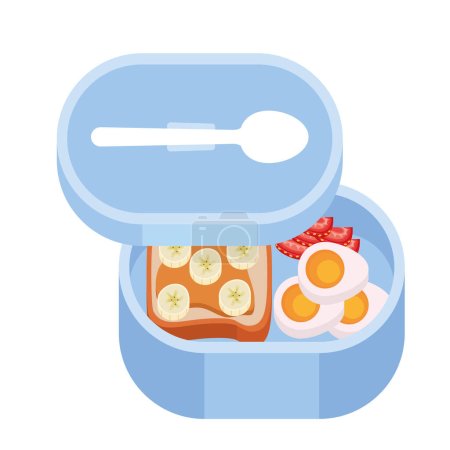 blue lunch box illustration vector isolated