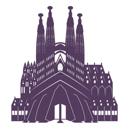 Téléchargez les illustrations : Basilique de la Sainte Famille silhouette illustration vecteur isolé - en licence libre de droit