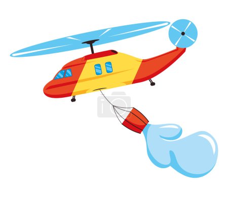 Téléchargez les illustrations : Feux de forêt conception d'hélicoptère illustration - en licence libre de droit