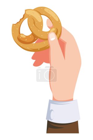 Photo for Pretzel in hand illustration vector - Royalty Free Image
