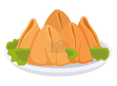 iftar samosa snacks ilustración vector