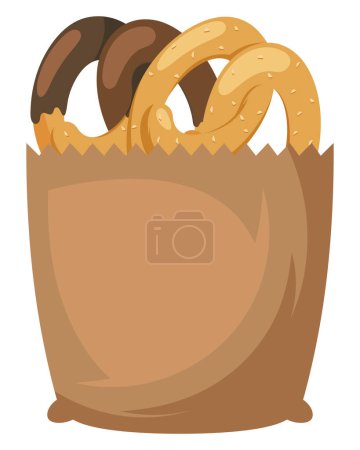 Photo for Pretzel food in bag illustration vector - Royalty Free Image