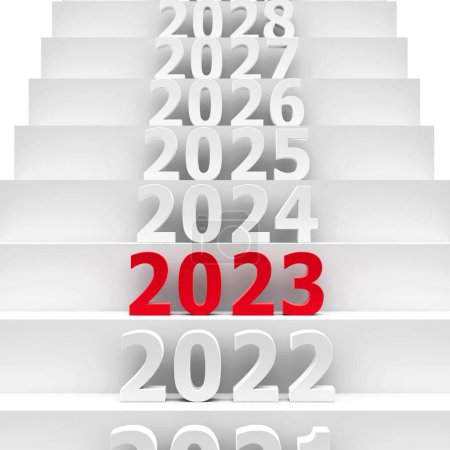 Photo for 2023 future on podium represents the new year 2023, three-dimensional rendering, 3D illustration - Royalty Free Image