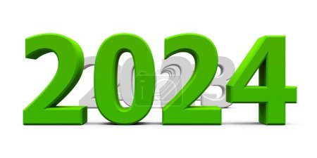 Photo for Green 2024 comes represents the new year 2024, three-dimensional rendering, 3D illustration - Royalty Free Image