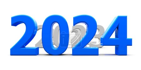Photo for Blue 2024 come represents the new year 2024, three-dimensional rendering, 3D illustration - Royalty Free Image
