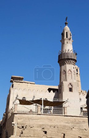 The Abu Haggag Mosque in the Luxor Temple in Luxor, Egypt. It is located in the east bank of the Nile Rive in the city today known as Luxor, ancient Thebes, and was constructed approximately 140 BCE