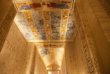 The Ramesses IV tomb in the Valley of the KIngs, Luxor, Egypt. It is a wadi sitting on the west bank of the Nile river, opposite Thebes, the modern Luxor