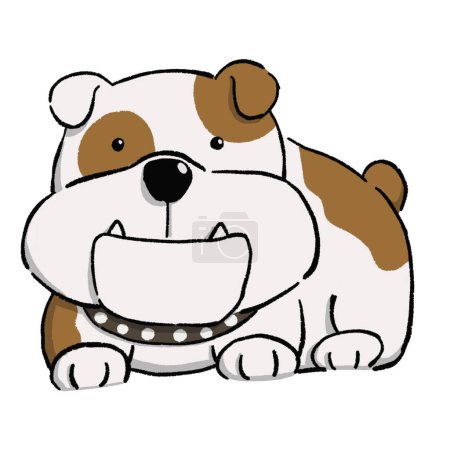 Foto de Diseño de ilustración de un lindo bulldog bebé dibujado a mano estilo de dibujos animados aislados sobre fondo blanco con camino de recorte. - Imagen libre de derechos