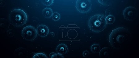 Illustration for Low poly wireframe Human cell or Embryonic stem cell microscope background. Vector illustration - Royalty Free Image