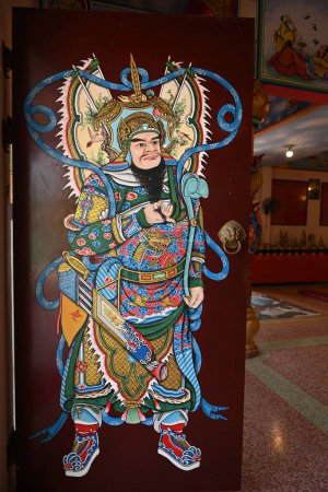 Téléchargez les photos : Peinture traditionnelle chinoise sur la porte du temple en Thaïlande - en image libre de droit