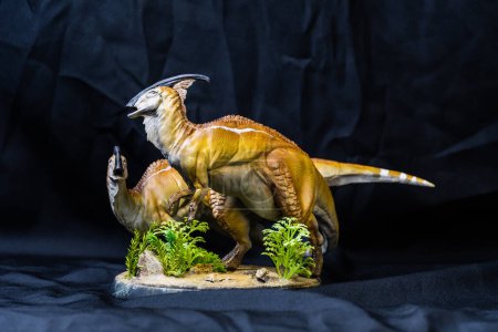 Photo for Parasaurolophus Dinosaur in the dark - Royalty Free Image