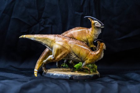 Photo for Parasaurolophus Dinosaur in the dark - Royalty Free Image
