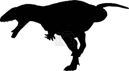 Illustration for Carcharodontosaurus black silhouette isolated background - Royalty Free Image