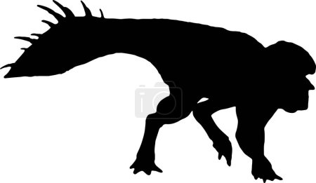 Illustration for Protoceratops black silhouette isolated background - Royalty Free Image