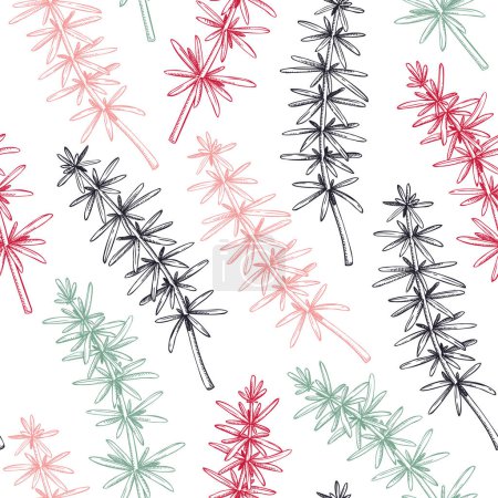 Illustration for Edible seaweed background in sketch style. Vector food illustration. Hijiki drawings. Underwater plants seamless pattern for textile, packaging, wrapping paper or prints. - Royalty Free Image