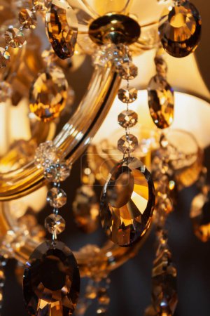 Foto de Close-up oval shape crystal pendants for electric modern chandelie - Imagen libre de derechos