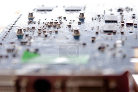 Foto de A fragment of a video card for a computer close-up, small elements and microcircuits are clearly visibl - Imagen libre de derechos