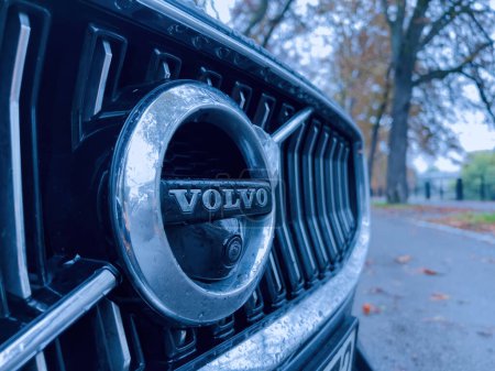 Photo for Paris, France - Oct 2, 2022: Volvo Cars logotype on a new SUV parked in city on a cold fall day - Royalty Free Image