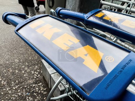 Photo for Sweden - Oct 1, 2022: Close-up side view of new IKEA branded Systec Germany shopping cart - Royalty Free Image
