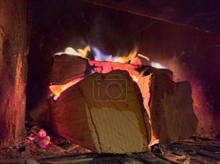 Photo for Firewood inside a Bavarian Kachelofen, Bavaria, Germany, Europe - Royalty Free Image
