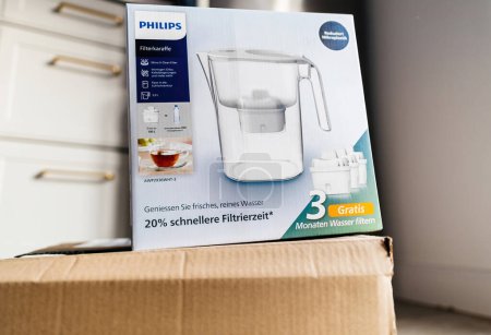 Photo for Paris, France - Mar 1, 2023: Hero object of new Philips filter jug - crisp and pure tasting water with Philips Water New Micro X-Clean filter - Royalty Free Image