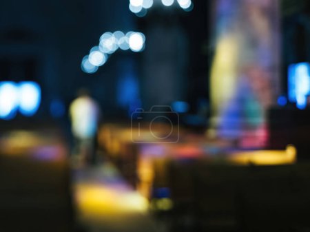 Photo for A captivating use of a tilt-shift lens blurs the interior of the Catedral-Basilica de Santa Maria de Mallorca, creating a dreamlike scene with a silhouetted prayer figure and vibrant patches of - Royalty Free Image