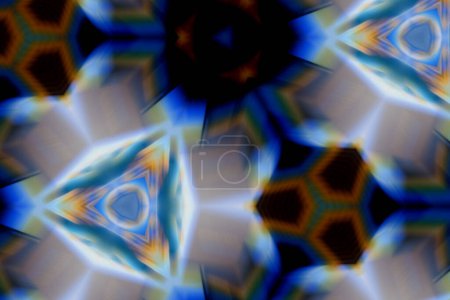 Téléchargez les photos : Représentation numérique d'une fleur abstraite bleue et jaune dans une métaverse futuriste. - en image libre de droit