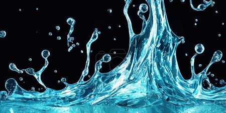 Photo for Hyaluron And Collagen Serum water Gel against black background. Splashing of Hyaluron gel. Liquid hyaluronic acid gel splash or Cosmetic lotion Gel texture on black. skincare product. Science and tech - Royalty Free Image