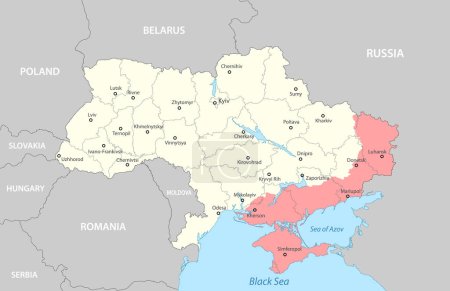 Illustration for Political map of Ukraine with borders of the regions - Royalty Free Image