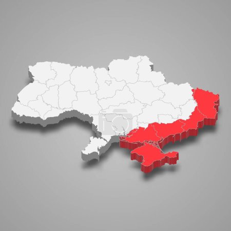 Téléchargez les illustrations : 3d Carte politique de l'Ukraine avec les frontières des régions - en licence libre de droit