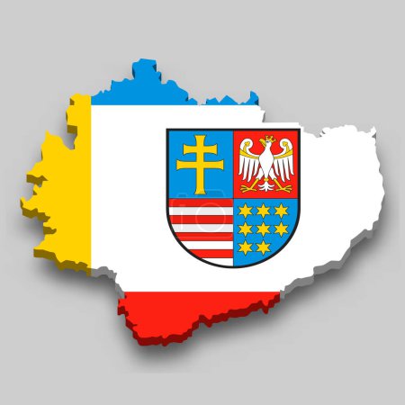 Téléchargez les illustrations : 3d isometric Map of Holy Cross is a region of Poland with national flag - en licence libre de droit