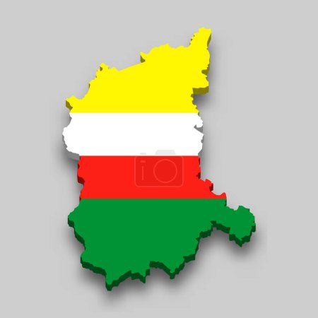 Téléchargez les illustrations : 3d isometric Map of Lubusz is a region of Poland with national flag - en licence libre de droit