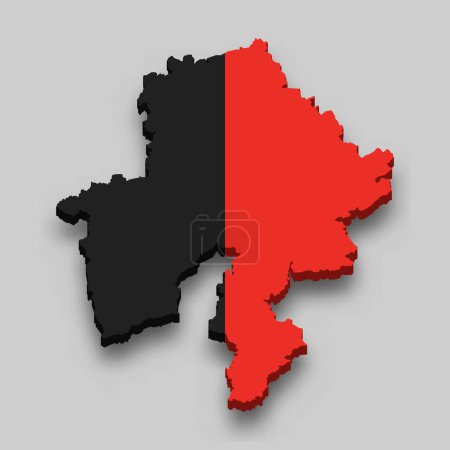 Téléchargez les illustrations : 3d isometric Map of Namur is a region of Belgium with national flag - en licence libre de droit
