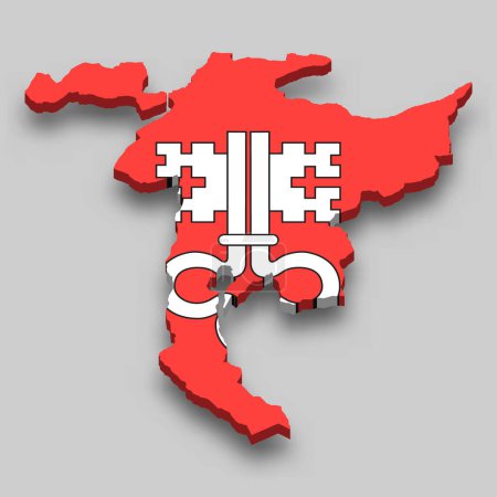 Téléchargez les illustrations : Carte isométrique 3d de Nidwalden est une région de Suisse avec le drapeau national - en licence libre de droit