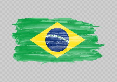 Ilustración de Bandera de pintura de acuarela de Brasil. Pincelada de mano - Imagen libre de derechos