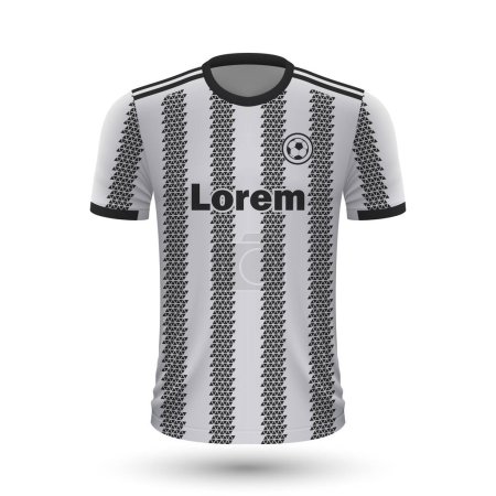 Ilustración de Camisa de fútbol realista Juventus, plantilla de jersey para kit de fútbol 2022 - Imagen libre de derechos