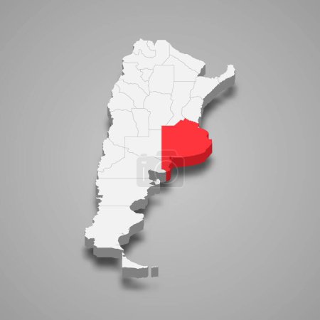 Téléchargez les illustrations : Buenos Aires region location within Argentina 3d isometric map - en licence libre de droit