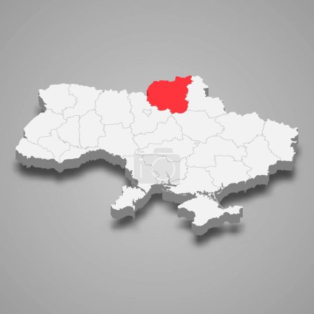 Illustration for Chernihiv Oblast. Region location within Ukraine 3d isometric map - Royalty Free Image